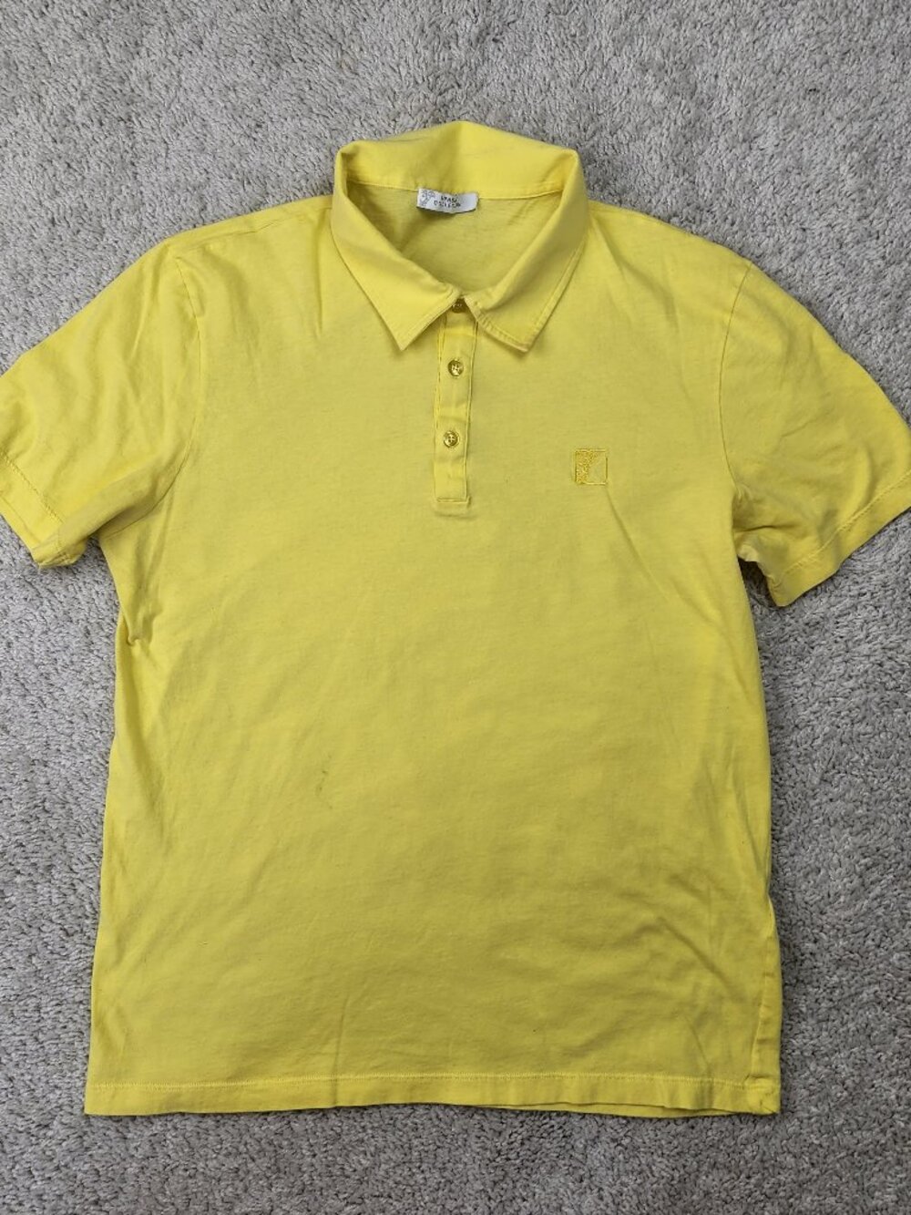 Versace Collection Mens Size XL Yellow Collar Polo Shirt Head Logo Casual Italy